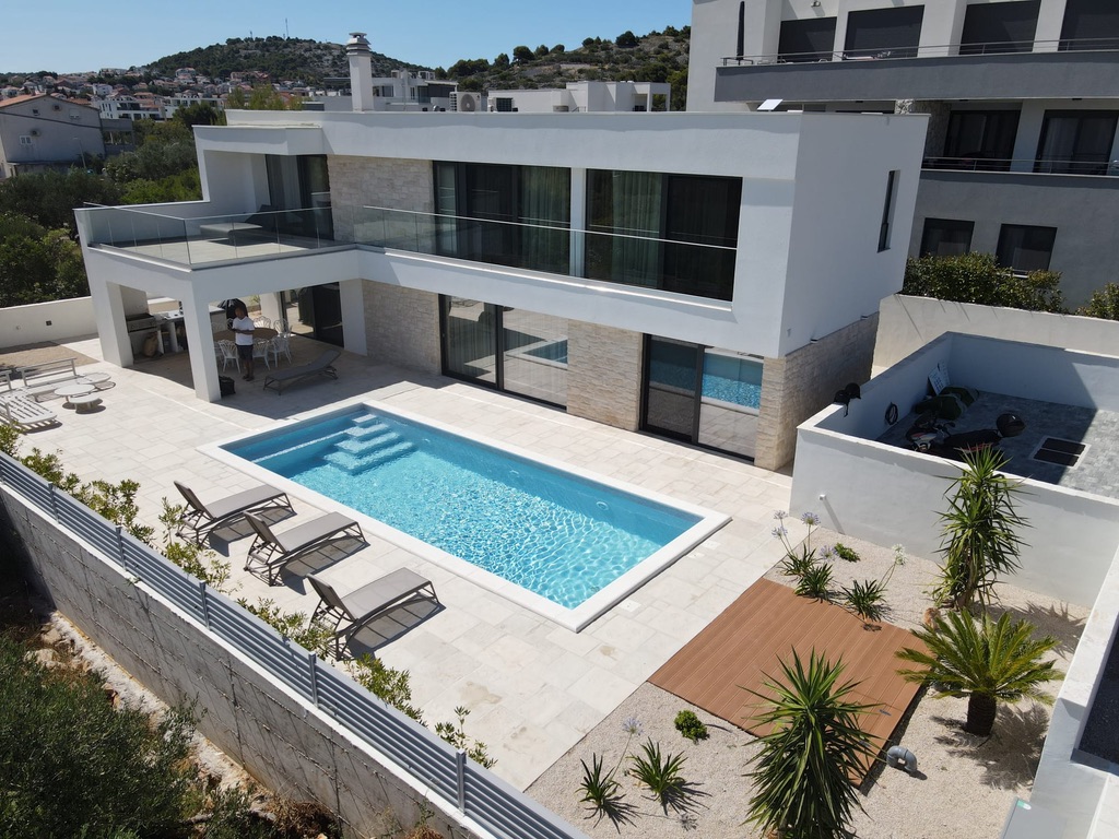 Villa Matea exterior with pool and terraces